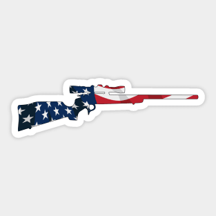 Patriotic Hunting Rifle with Scope and USA Flag Overlay Sticker